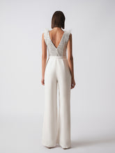 Feather shoulder glitter jumpsuit